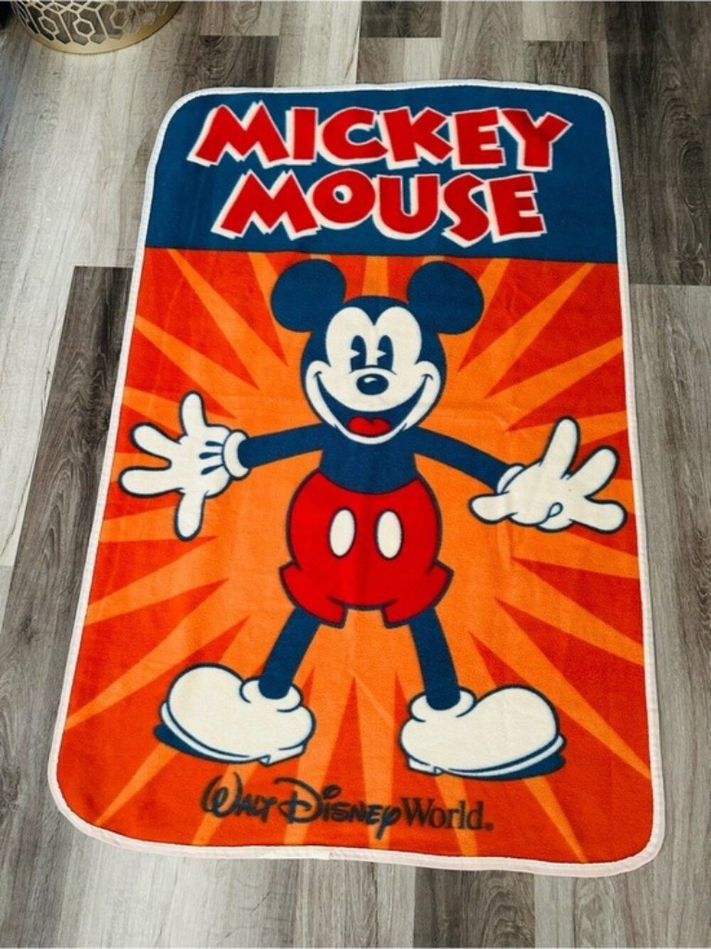 Disney Parks Mickey Mouse 54x38 Fleece Throw Blanket Walt Disney World Retro